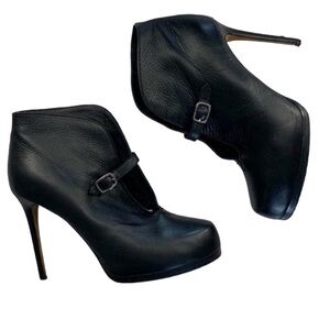 Theory Black Leather Ankle Boots